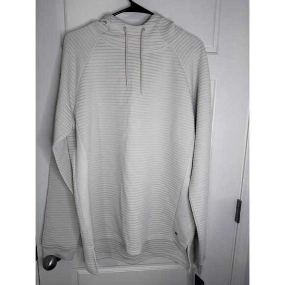 Beige Ribbed Hoodie Sweatshirt - Picture 3 of 3